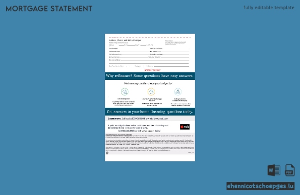 Hypothekenabrechnung der NAB Bank (USA) im Word- und PDF-Format, 3 Seiten, Beispielvorschau